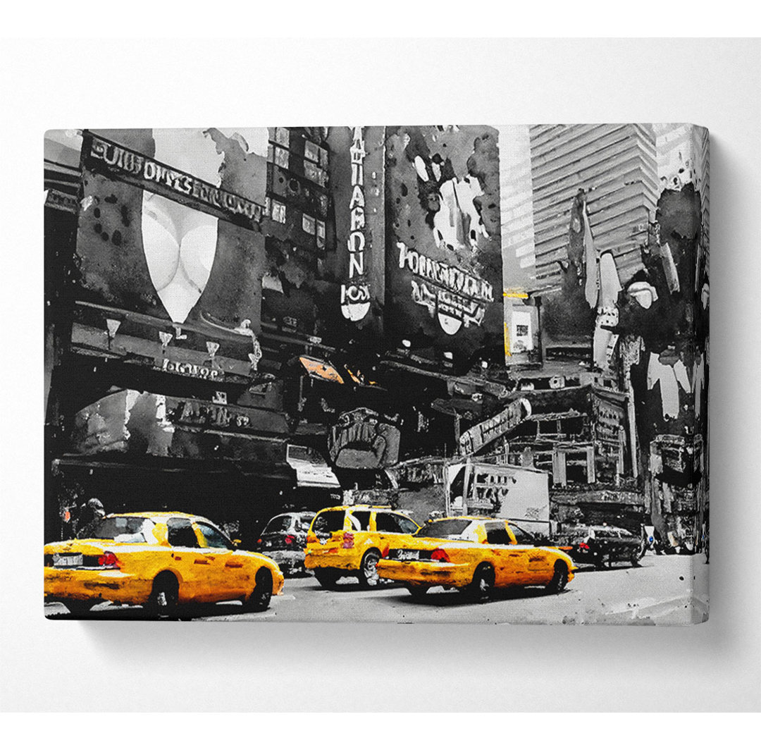 Nyc Broadway Cabs B N W Gelb - Kunstdrucke auf Leinwand