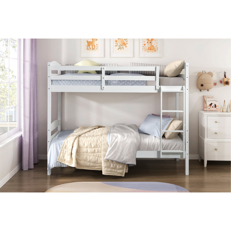 Lit simple superposé simple avec garde-corps 1pc, Blanc