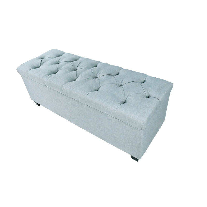 Erik Polyester Upholstered Storage Bench, Light Blue