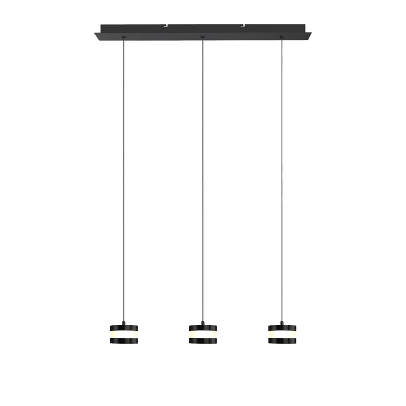 Karter 3 - Light Cluster Pendant, 2" H x 20" W x 5" D, Black