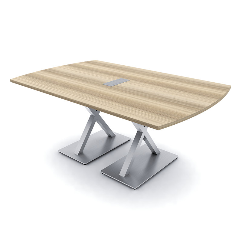 Table de conférence Pavert Arc Unité électrique, H 30 po x l 72 po x P 48 po, Blond blond cendré, Argent