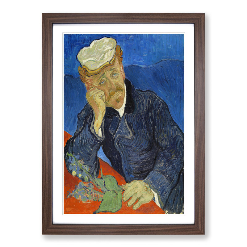 Dr Paul Gachet by Vincent Van Gogh - Picture Frame Painting, 48cm H x 36cm W x 2cm D, Walnut Framed