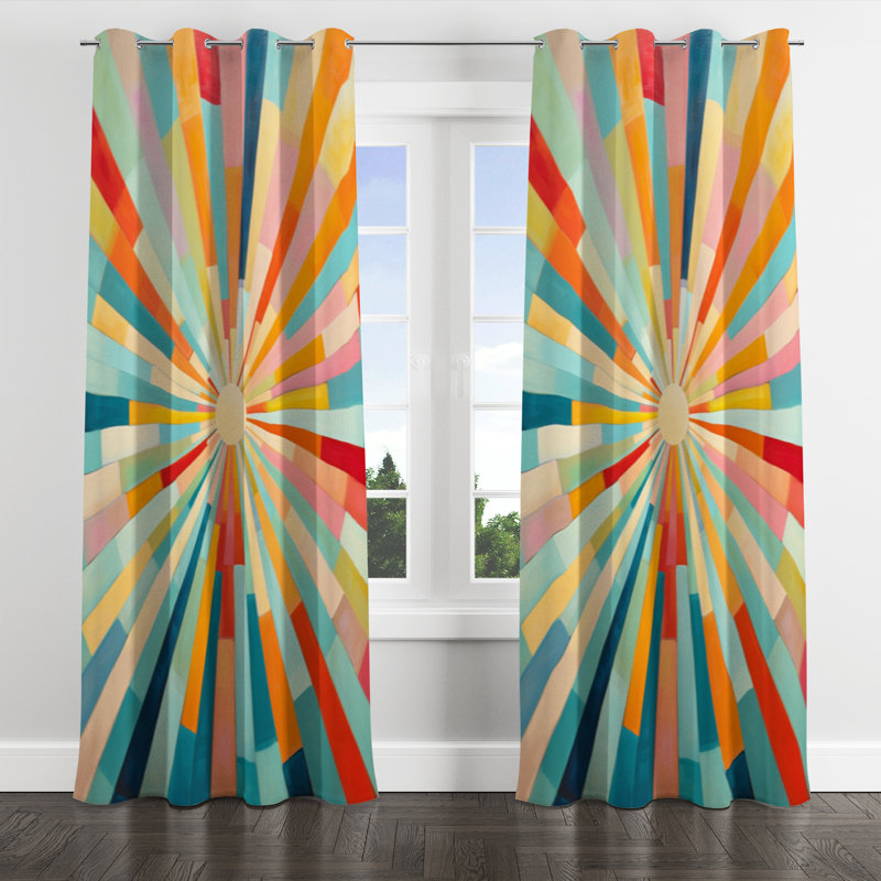 Rideau coloré occultant coloré avec œillets Mid Century Century, L 52 po x L 90 po, Œillets argentés