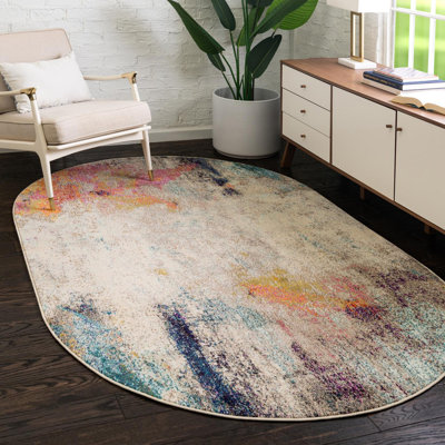 Tapis beige à motif abstrait Keimar