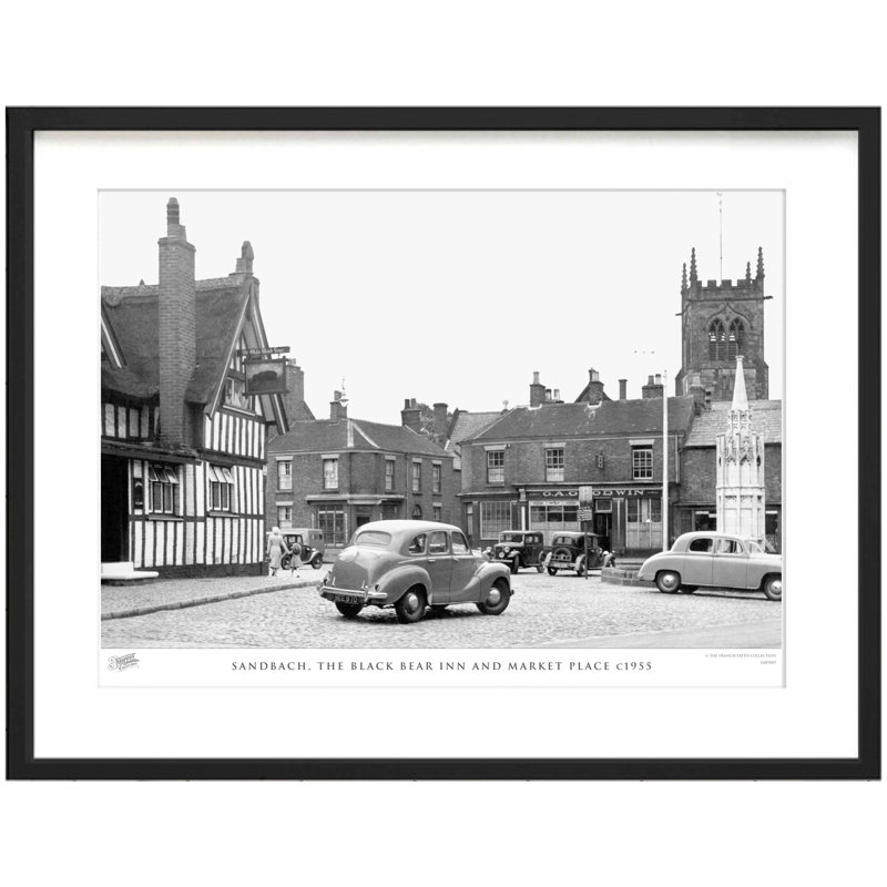 Sandbach, The Black Bear Inn And Market Place C1955 - Single Picture Frame Print, 40cm H x 50cm W x 2.3cm D