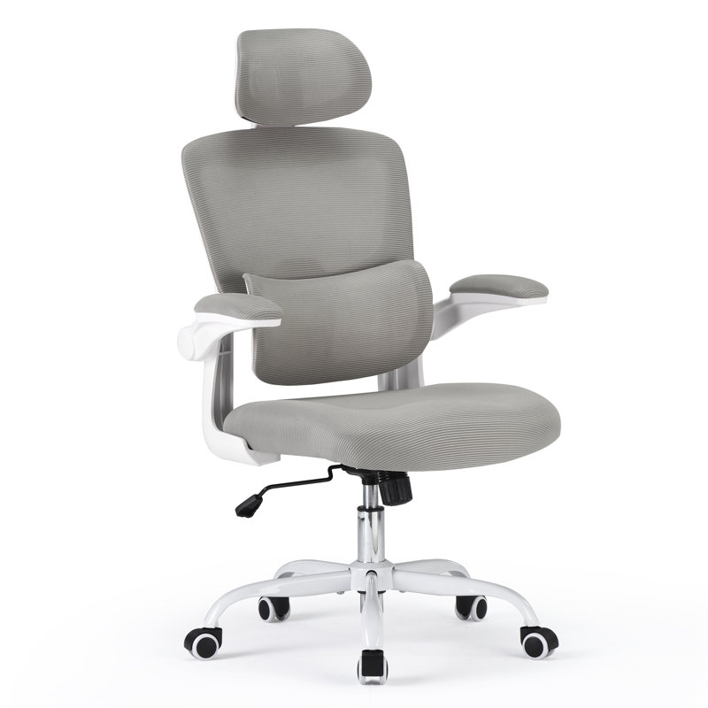 Groningen High Back Ergonomic Chair with Adjustable Headrest and Lumbar Support, Grey