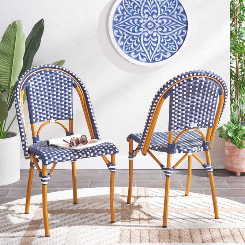 Chaise d'appoint Popplewell, Or / bleu marine-blanc