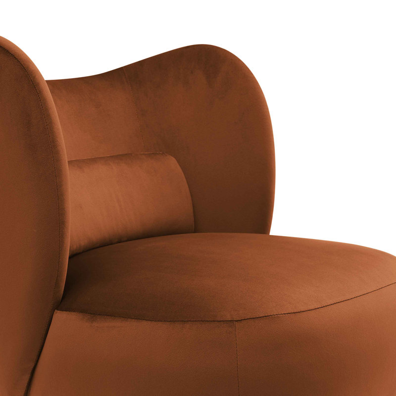 Emiline 24" W Upholstered Barrel Chair with Lumbar Pillow, Curry Velvet