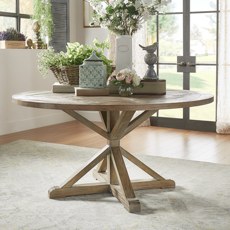 Table de salle à manger à piédestal Ashbaugh, L 59,52 po x l 59,52 po, Naturel