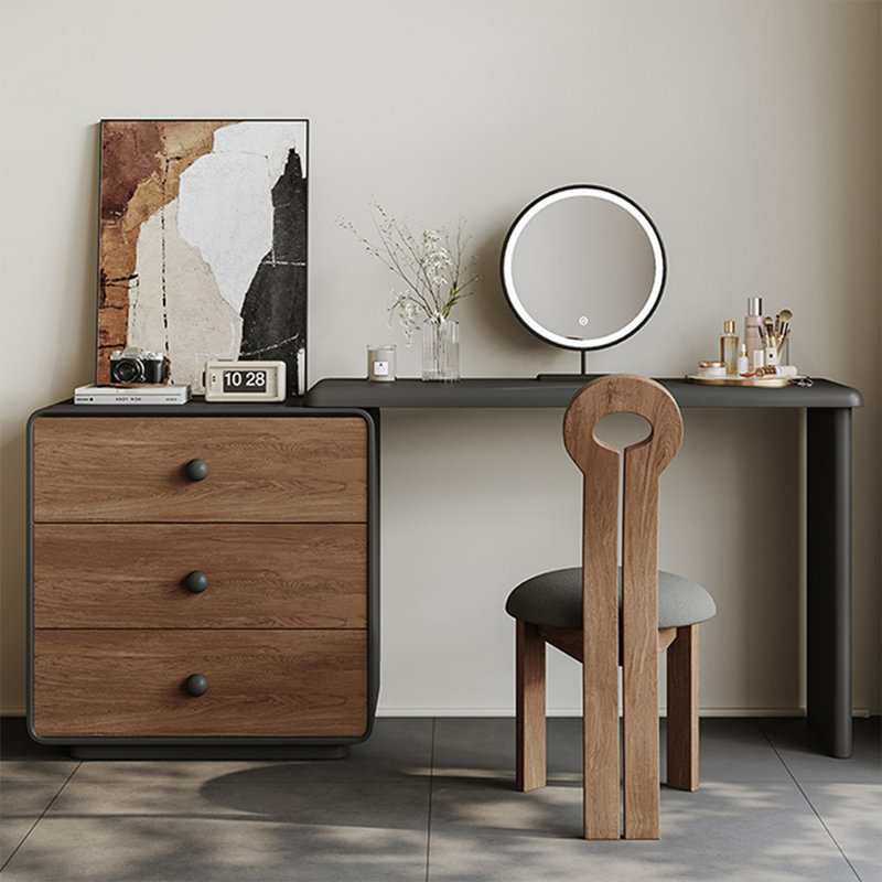 Coiffeuse avec miroir lumineux, 6 tiroirs, prise de courant