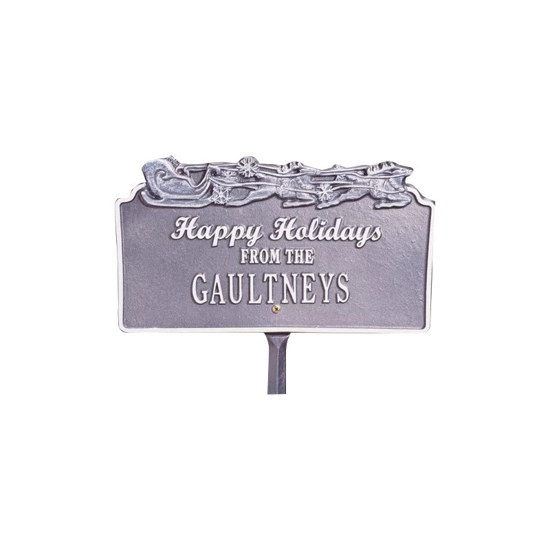 Happy Holidays Garden Stake, Yes, Pewter/Silver