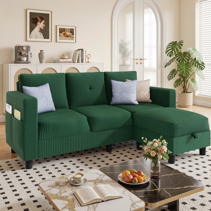 76.4" Upholstered Couch Sofa, Green