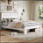 Tête de lit pour grand lit, cadre de lit plateforme en bois, silencieux, aucun sommier nécessaire et outil d'assemblage facile, grand rangement sous le lit, blanc-353972093