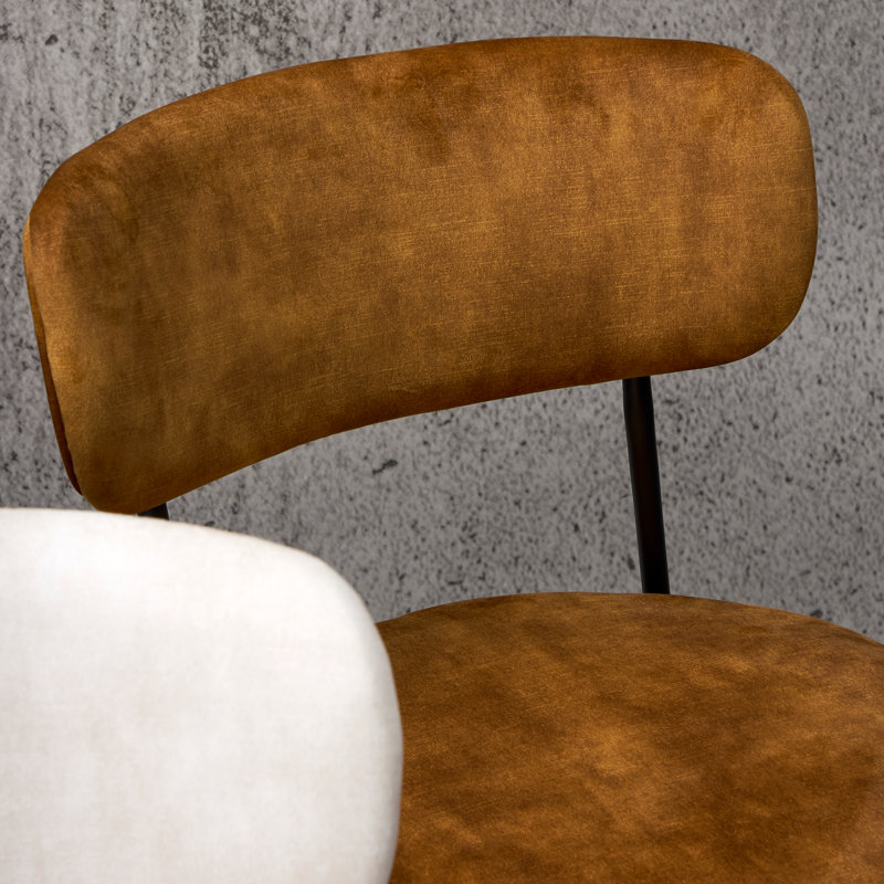 2x Mateiu 67 Velvet Upholstered Bar Stool, Mustard