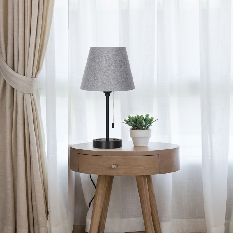Ensemble de 2 lampes de table grises avec interrupteur à glissière