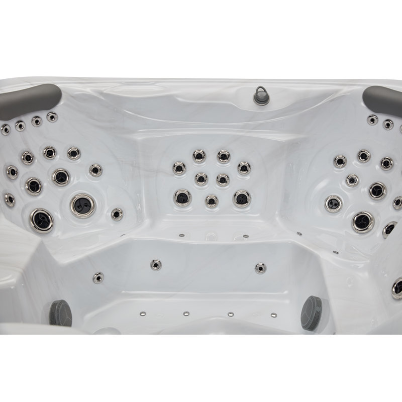 Danika 5-Person Gray Acrylic Rectangle Hot Tub with Jets and LED Lighting