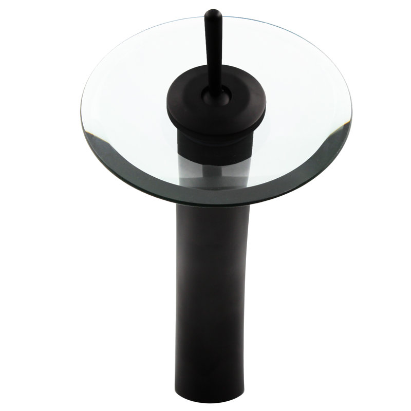 Vessel Sink Faucet Single-handle Bathroom Faucet, Matte Black/Clear Glass