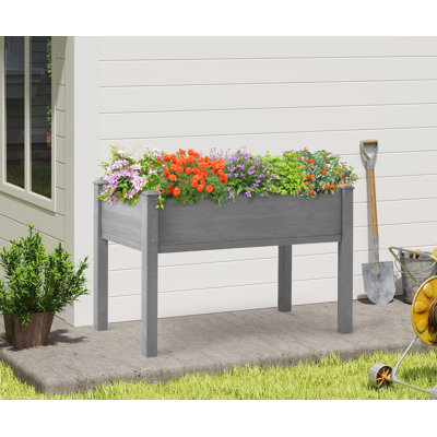 Darral Outdoor Elevated Wooden Planter Box