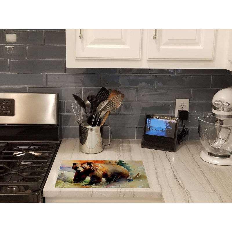 Grizzly Bear Glass Cutting Board Large