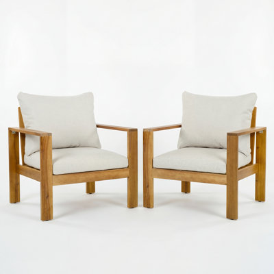 Miconi Patio Acacia Wood Club Chair With Cushions