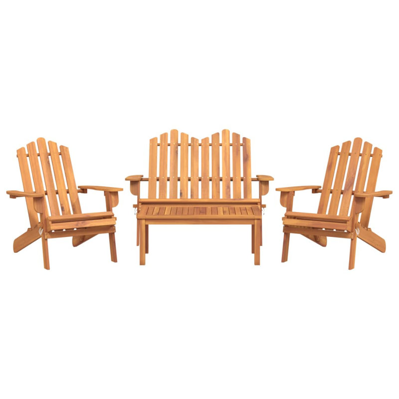 Acacia Foldable Outdoor Adirondack Set, Brown