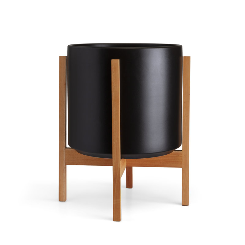 Keyes Pot Planter, Black/Light, 18.5" H x 15.5" W x 15.5"