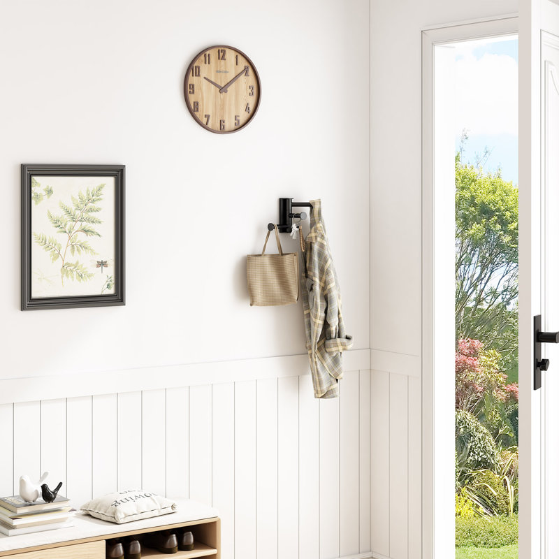 Wall Mounted Bathroom Swivel Robe Hook, Matte Black