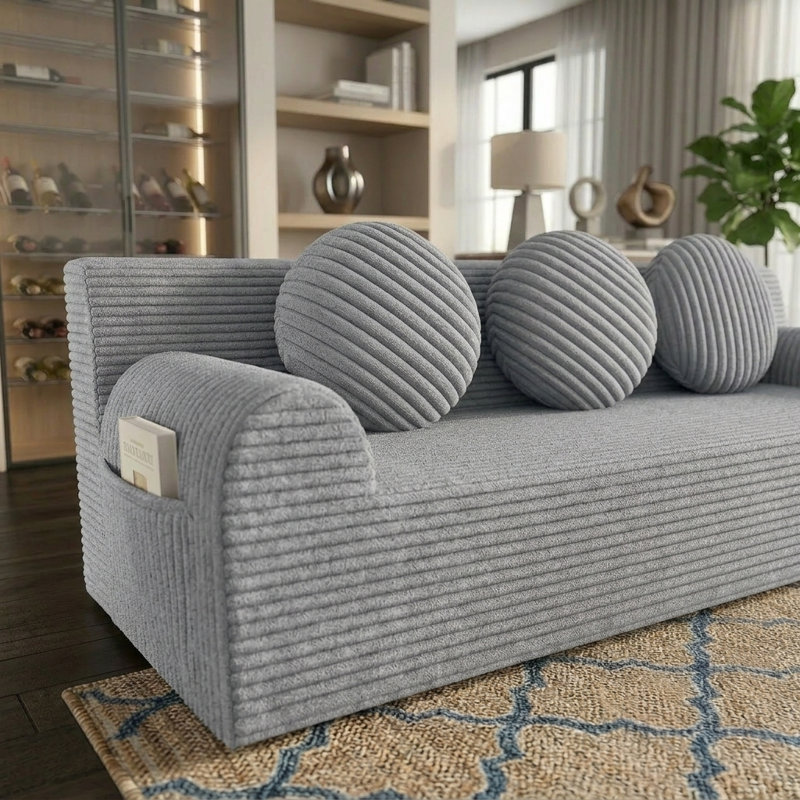 Canapé 71 po pour salon avec mousse à mémoire de forme, siège confortable pour petits espaces, chambre à coucher, appartement, sans assemblage requis, gris clair