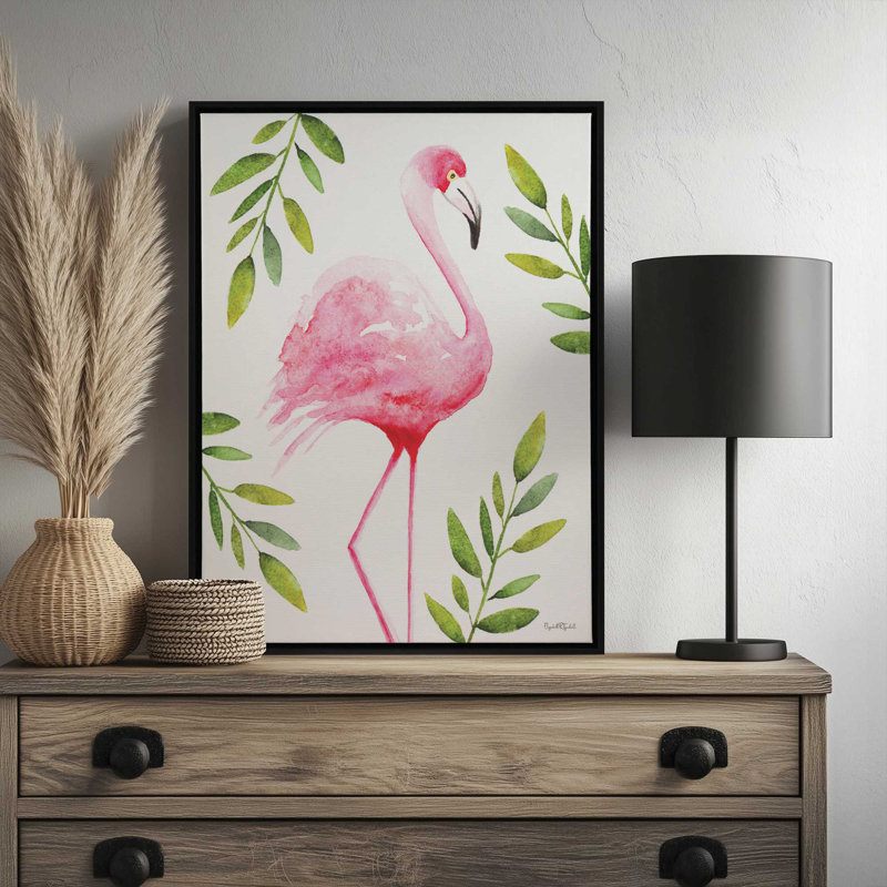 «The Pink Flamingo» par Elizabeth Tyndall, reproduction d'art, Toile avec cadre, Brown, L 18 po x H 24 po