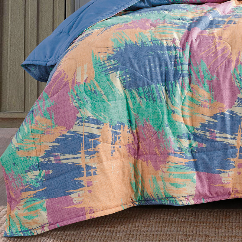 Ensemble de couvre-lit réversible 3 pièces Pastel Splash Watercolor, Couvre-lit de grande taille et 2 taies décorative