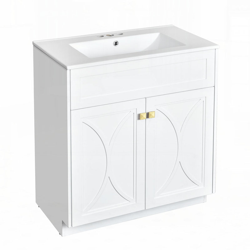 Meuble-lavabo 30 po avec lavabo en céramique, Blanc