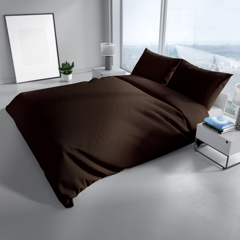 Elio Bed Linen, 200 x 200cm Duvet Cover + 2 Pillowcases (80 x 80cm, Brown