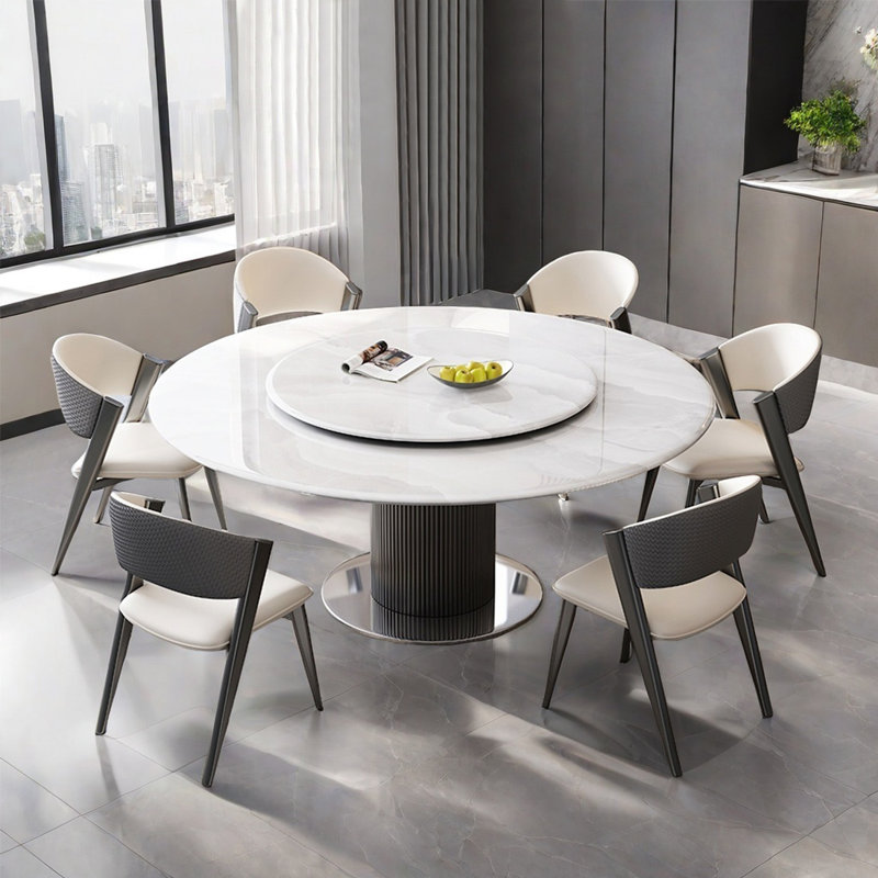 Ensembles de table de salle à manger légers et luxueux en faux marbre., 7