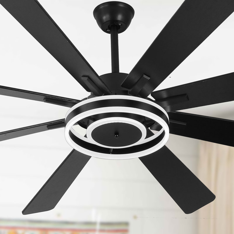 Nimbella 72" Black Modern Dimmable Ceiling Fan with Lights and Remote, 6 Speed Reversible DC Motor Ceiling Fan, Black