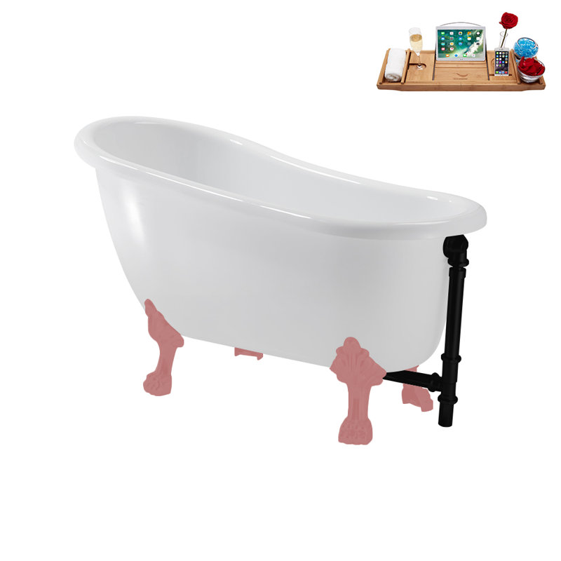 53.1'' x 25.6'' Soaking Acrylic Bathtub, Matte Black, Matte Pink