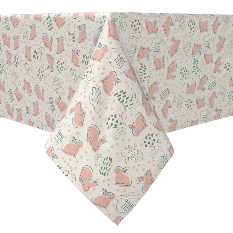 Rectangular Tablecloth, 100% Cotton, 60x84", Patterned Bunnies