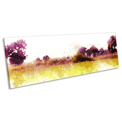Landscape Watercolour Trees - Wrapped Canvas Panoramic Print