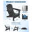Folding Adirondack Chair, All-Weather HDPE Outdoor Chair, Wooden Textured with Cup Holder for patios, Decks, Gardens, fire pits, Black-462639363