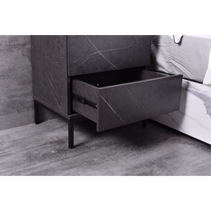 Blunt 50cm W Particle Board / Chipboard Bedside Table, Grey
