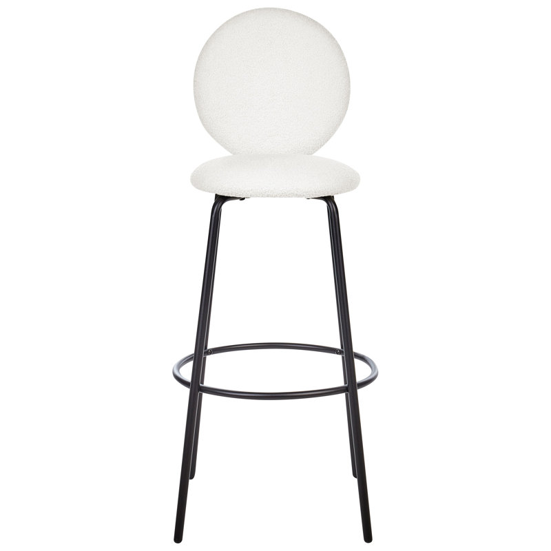 Rheuark Upholstered Bar Stool with Steel Frame, White