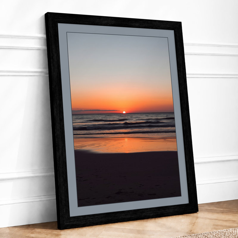 Sunset Over Open Water Coastal - Print, A2 - 59.4 x 42.0 cm, Black