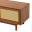 Meuble télé 78 po pour téléviseur de 85 po ou moins, console média avec 2 tiroirs, pieds en bois massif, panneaux avant en rotin pour le salon