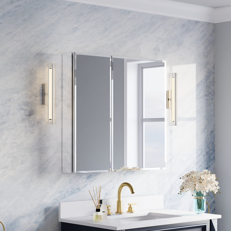 Armoire à pharmacie biseautée à miroir pour salle de bain 32 "x 30" avec tablettes réglables en verre, 1230L-2030R