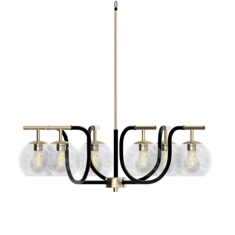 6 - Light Dimmable Chandelier, 29" H x 27" W x 8.23" D, Gold