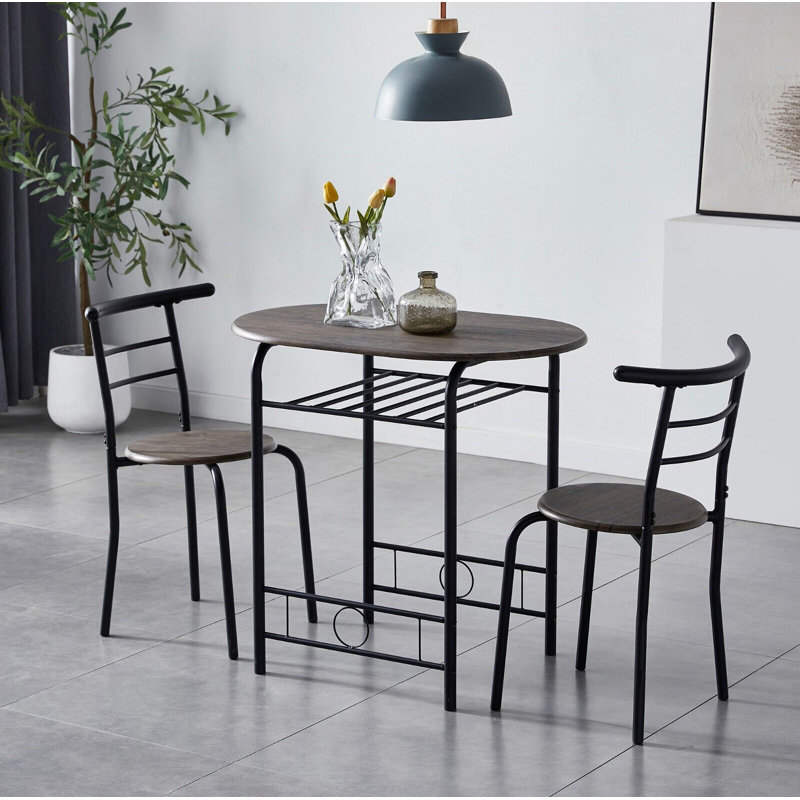 Leund 2 - Person Dining Set, Black, Distressed Gray, Distressed Grey