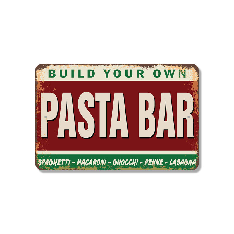 Plaque Pasta Bar Street (paquet de 2) 8 po x 12 po