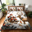 Literie Orylavena Père Noël et village enneigé en microfibre avec 2 taies d'oreiller, 1 place (garnitures non comprises)-135412130-135851393