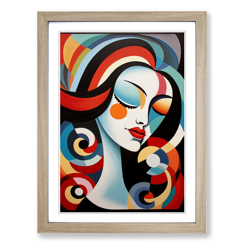 Pablo Picasso Op Art - Framed Print, Oak Framed, 64cm H x 46cm W x 2cm D