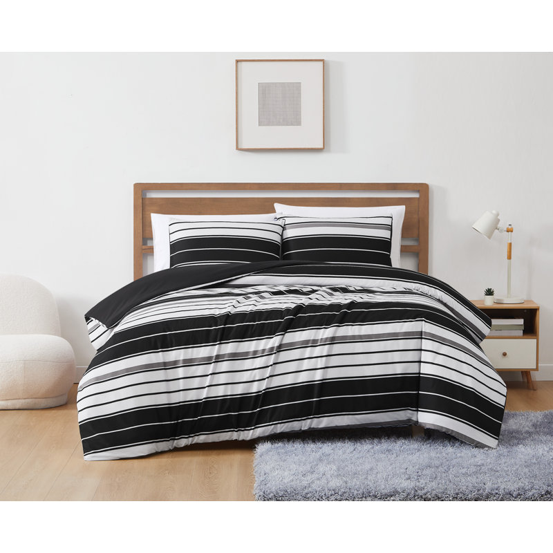 Twin Black Microfiber Comforter and Sham Set