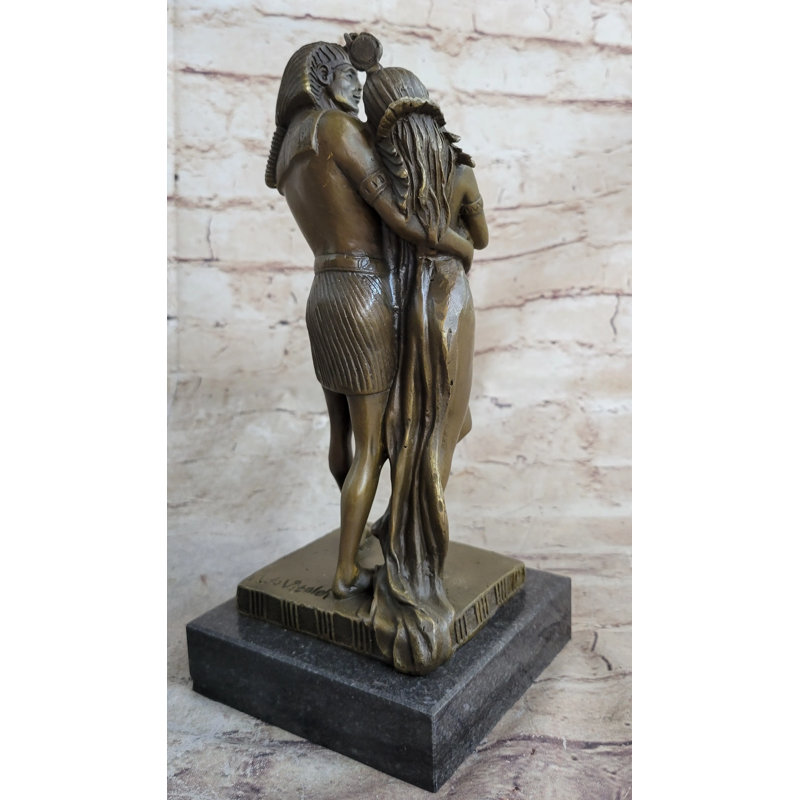 Statue de bronze égyptien Yonatan, statue de pharaon et amant 10 po x 5 po
